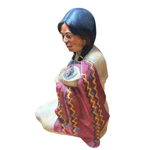 Vintage Byron Molds 1970s ceramic Native American Mother and Baby - Picture 2 of 6